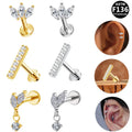 Gaby Threadless Cartilage Earring Lip Ring Jewelry 16G ASTMF136 Titanium Piercing Labret Flatback Earring Piercing Jewelry