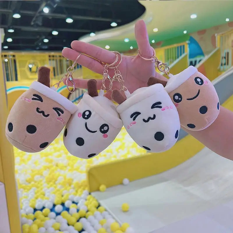 Wholesale 12CM Cute Bubble Tea Cups Boba Keychain Plush Toys Custom Milk Tea Stuffed Toy for Kids Pendant Boba Plushie Key Chain