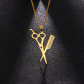 Myshape 2025 Vintage Style Stainless Steel Comb Scissors Necklace for Women Girls Hairdresser Barber Shop Fashion Jewelry Gift