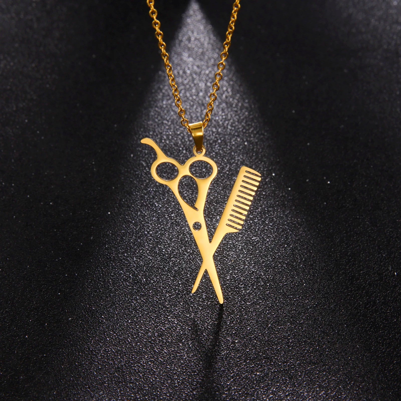 Myshape 2025 Vintage Style Stainless Steel Comb Scissors Necklace for Women Girls Hairdresser Barber Shop Fashion Jewelry Gift