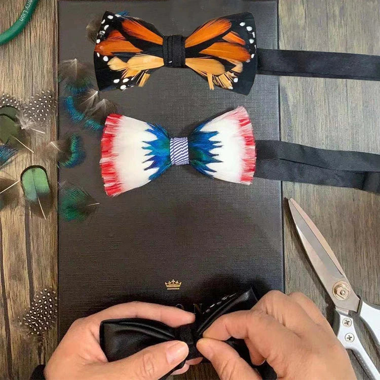 2020 the Taste Studio Feather Bow Tie Natural Material Handmade Custom Bowtie With Gift Box