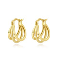 Jewelry Fashion Three Claws Layer Earrings 925 Sterling Silver Gold Plated Triple Hoop Earrings for Women