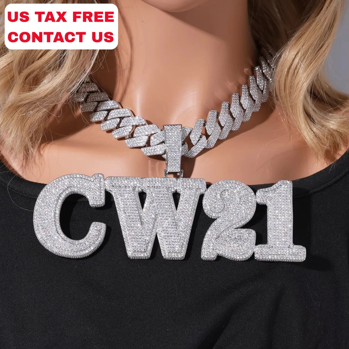 Hip Hop Fashion Jewelry Full 5A Zircon Diamond Custom Big Design Letter Pendant Nice Custom Jewelry Iced Out Charm Gift