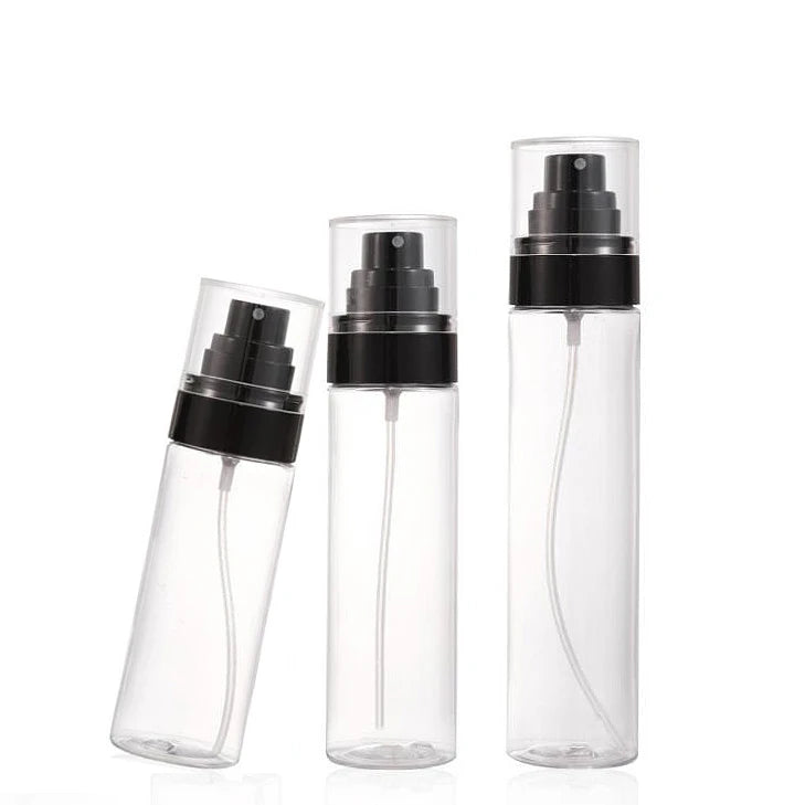 Plastic PET Super Mist Cosmetic Perfume High Temperature Resistant Black Plastic Pump Sprayer Spray Bottle 50ml 80ml 100ml 120ml