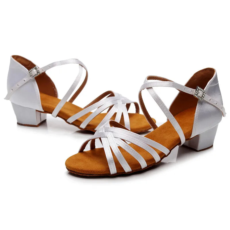 Girls' & Ladies' Ballroom Latin Dance Shoes Kids Tango Salsa Training Shoes Low High Heel Children's Dance Training Equipment