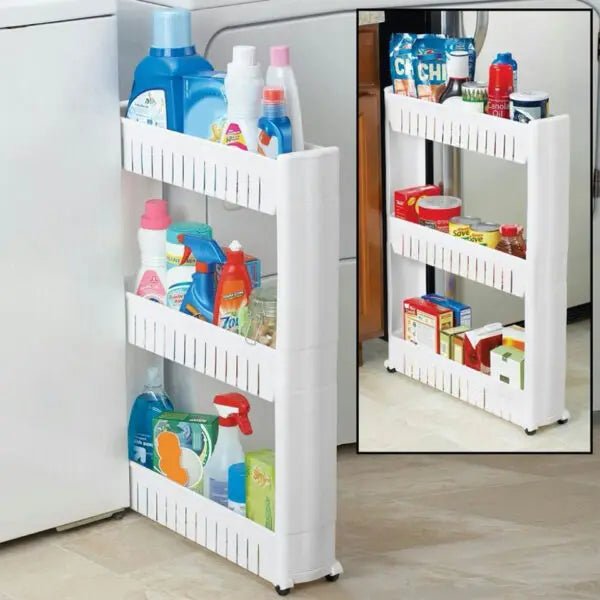 Stackable Save Room Multipurpose 3 4 Layer Narrow Rack Trolley With Wheels