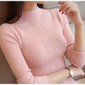 Women Warm Turtleneck Sweater Vintage Solid Basic Knitted Tops Casual Slim Pullover Korean Fashion Simple Chic Jumpers