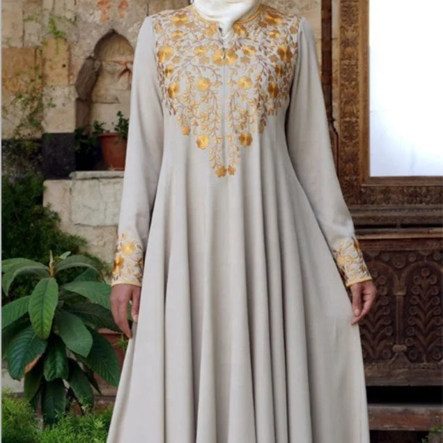 Plus Size Dubai Fashion Women Muslim Elegant Long-sleeve Casual Dress Islamic Ladies Abaya Cardigan