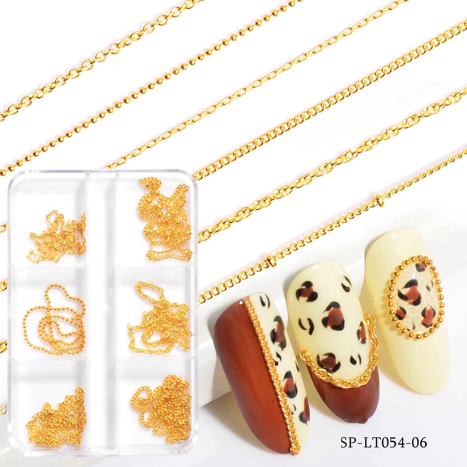 Wholesale Luxury 3D Nail Art Chains and Metal Chains Suitable for Wedding and Party Nail Decorations