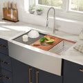 33 Inch Apron-front Workstation Farmhouse16 Gauge Stainless Steel Kitchen Sink Double Bowl Brushed Farmhouse Sinks
