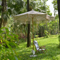 Bohemian Macrame Patio Umbrella - Cotton Rope Tassel Design with Wooden Pole for Garden & Poolside