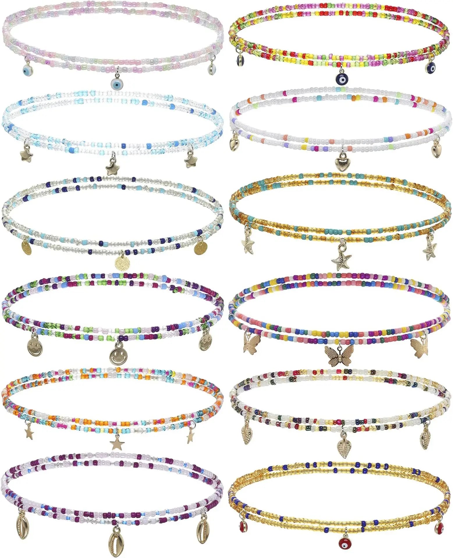 SC Popular Trendy Colored Beaded Waist Chain Fashion Summer Beach Body Chain Bohemian Devil Eye Waist Chain for Girls
