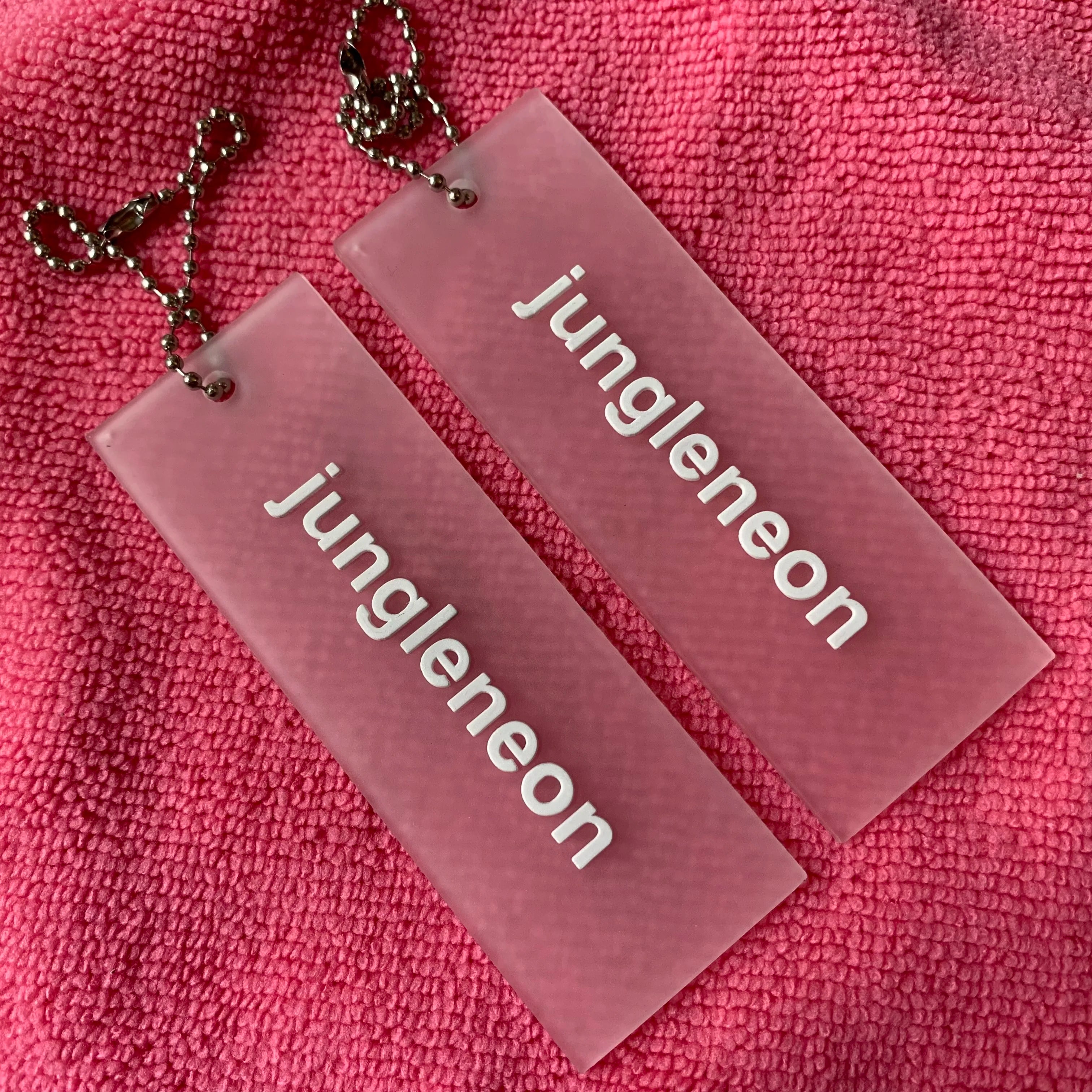 Luxury Brand 3D Embossed Translucent PVC Rubber Hangtagfactory Price Transparent logo Silicone Swing Tag for Swimwear