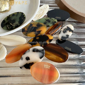 Customized Thickened 4mm Acetate Oval Hairpins Colorful Leopard Print Tortoiseshell Color Hair Clips for Girls Lady
