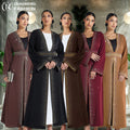 Eid Luxury Sparkle Diamond Open Abaya With Diamond Belt With Side Pockets Nida Material Popular Women Rhinestone Abaya 2010#