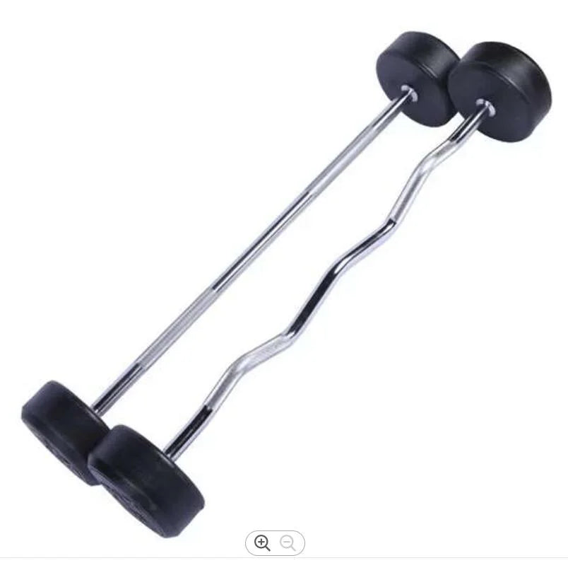 Custom Logo Home Gym Commercial Fixed Rubber Encased Solid Curl/Straight Weightlifting Bar Powerlifting Bar Barbell Set