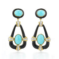 CAOSHI Brass Blue Acrylic Earrings Vintage Oval Drop Earrings for Women Bohemian Pendants Summer Fashion Earrings Trend