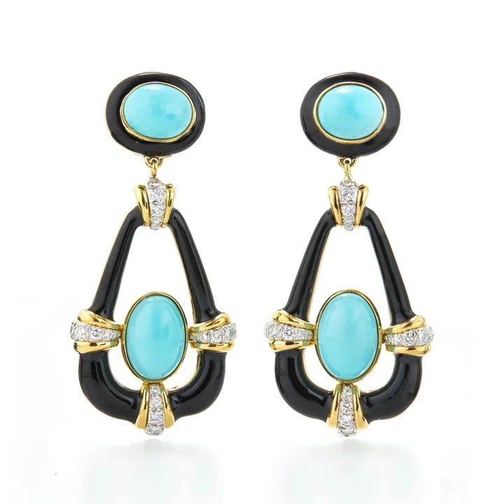 CAOSHI Brass Blue Acrylic Earrings Vintage Oval Drop Earrings for Women Bohemian Pendants Summer Fashion Earrings Trend