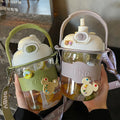 32oz Aesthetic Green Jug Water Bottle with Straw Big Belly Design for Women and Girls for Camping
