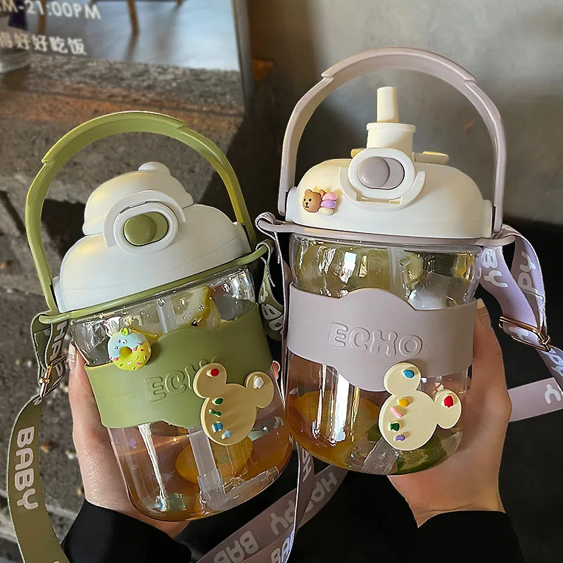 32oz Aesthetic Green Jug Water Bottle with Straw Big Belly Design for Women and Girls for Camping