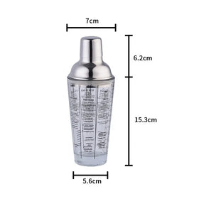 400ml Custom bar Tools Wholesale Stainless Steel Barware boston Cocktail Shaker with Rotation Recipe Guide