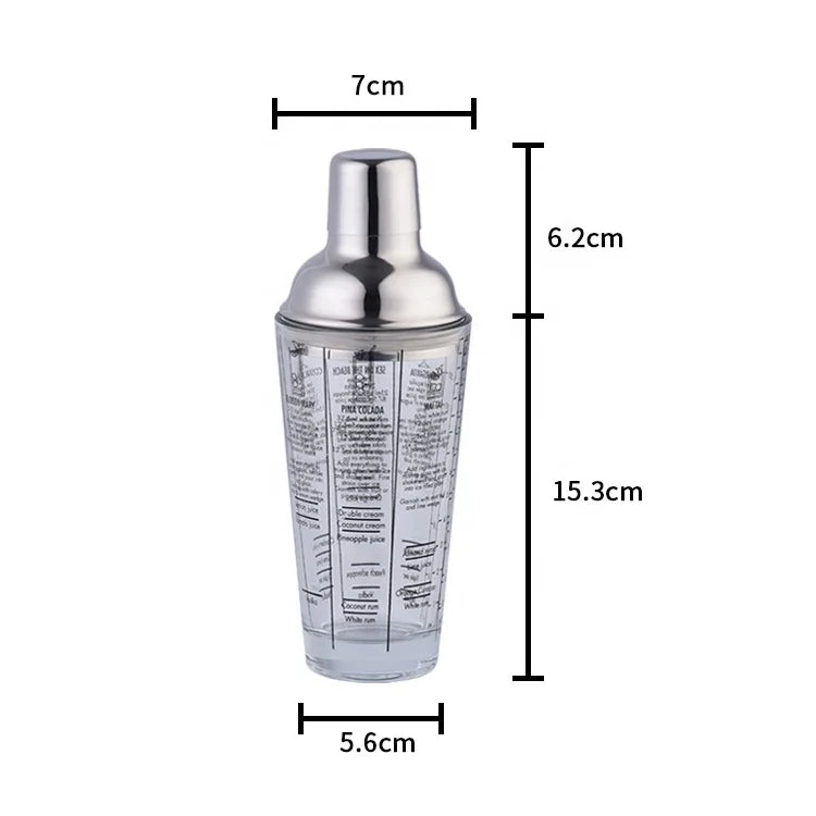 400ml Custom bar Tools Wholesale Stainless Steel Barware boston Cocktail Shaker with Rotation Recipe Guide