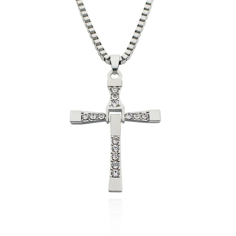 Men Cross Crystal Pendant Chain the Fast and Furious Dominic Toretto's Necklace