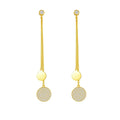 Wholesale Sense Women Simple Style Korea Round Disc Charm Dangling Gold Plated Full Zircon Silver 925 Simple Earrings