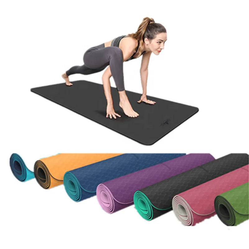 Custom Gym Organic Best Exercise Fitness Folding Gymnastics Logo Pilates Eco Friendly TPE Yoga Mat 6mm Thick 183cm LIFENG