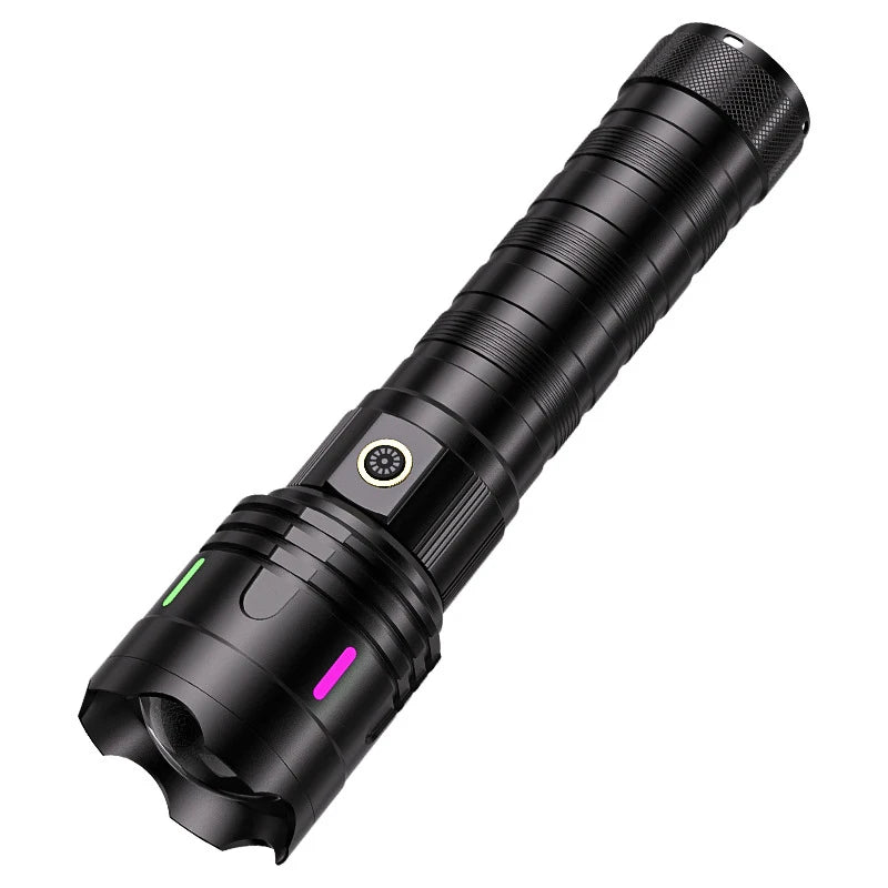 8000mah 1800lumen 1500m with Luminous Strips TYPE-C Rechargeable Zoomable Camping Lamp With Battery Indicator Flashlight