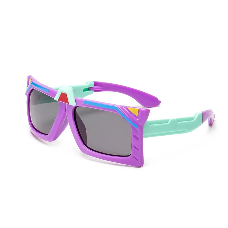 2025 Fashion Children Silicone Shade Glasses Kids Cartoon Transformers Folding Sunglasses Polarized