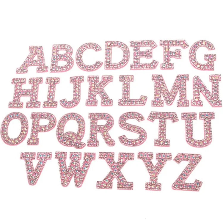 New Applique 3D Handmade DIY Cute Initial Alphabet Letter Pearl Rhinestone Sewing Ironing on Patches