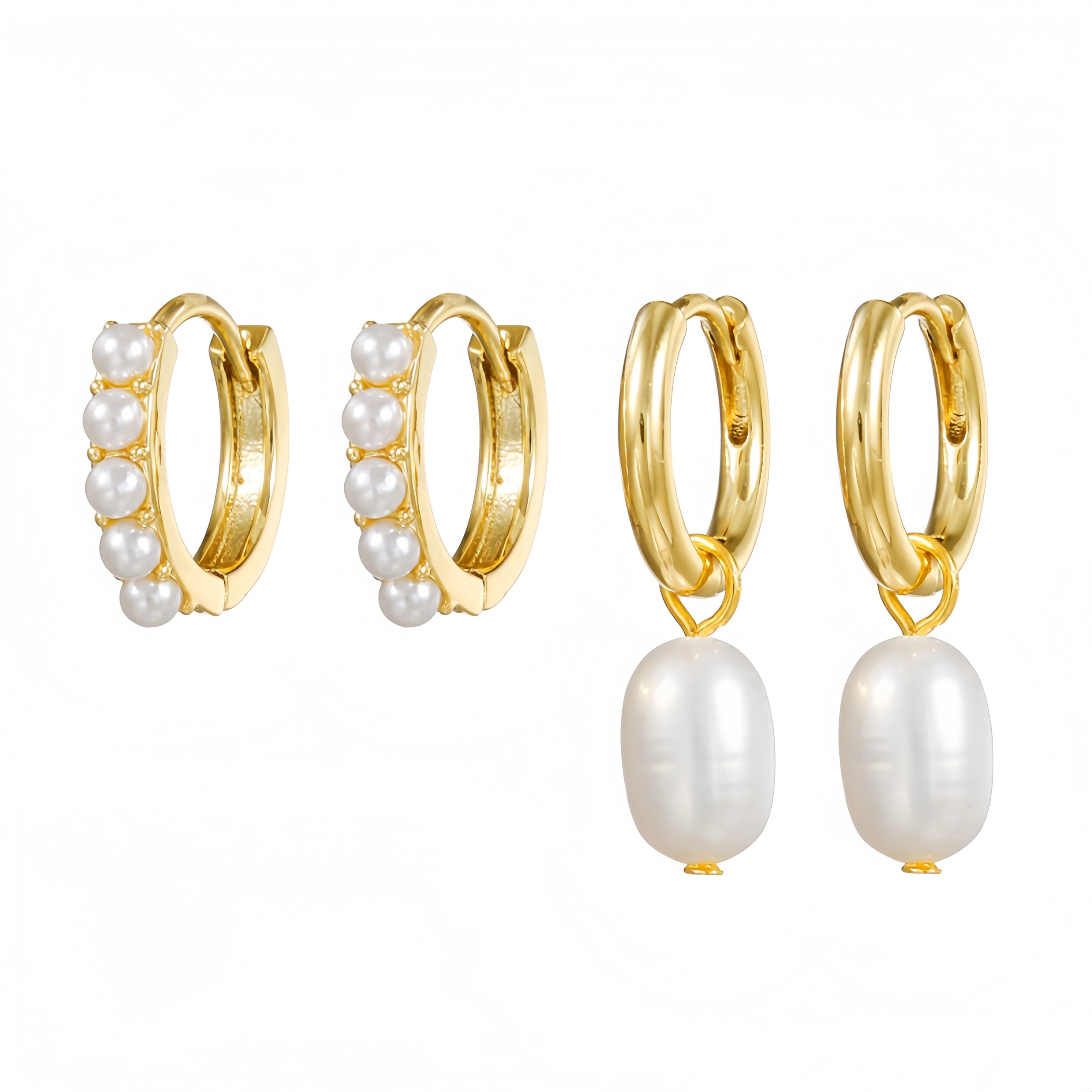 4Pcs Timeless Pearl Stud Earrings S925 Silver Hypoallergenic Ideal for Formal Office Wear Jewelry Set