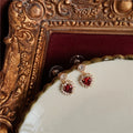 Custom Hot Sales Cute Design Sterling Silver Ruby Zircon Stone Heart Earrings
