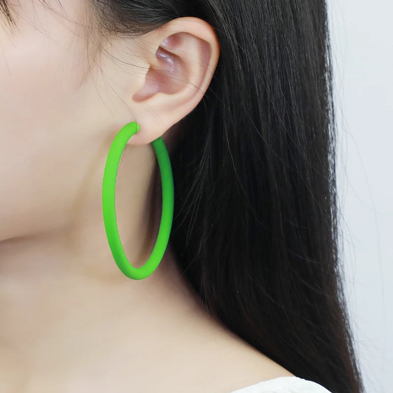 Hot Trending Products Macaron Jewelry Round Large No Piercing Earrings Acrylic Colorful Hoop Earrings for Women Anniversary