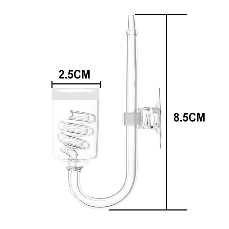 CO2 Diffuser Aquarium Glass Spiral Carbon Dioxide Atomizer Diffuser With Suction Cup for Aquarium Planted Fish Tank Accessories