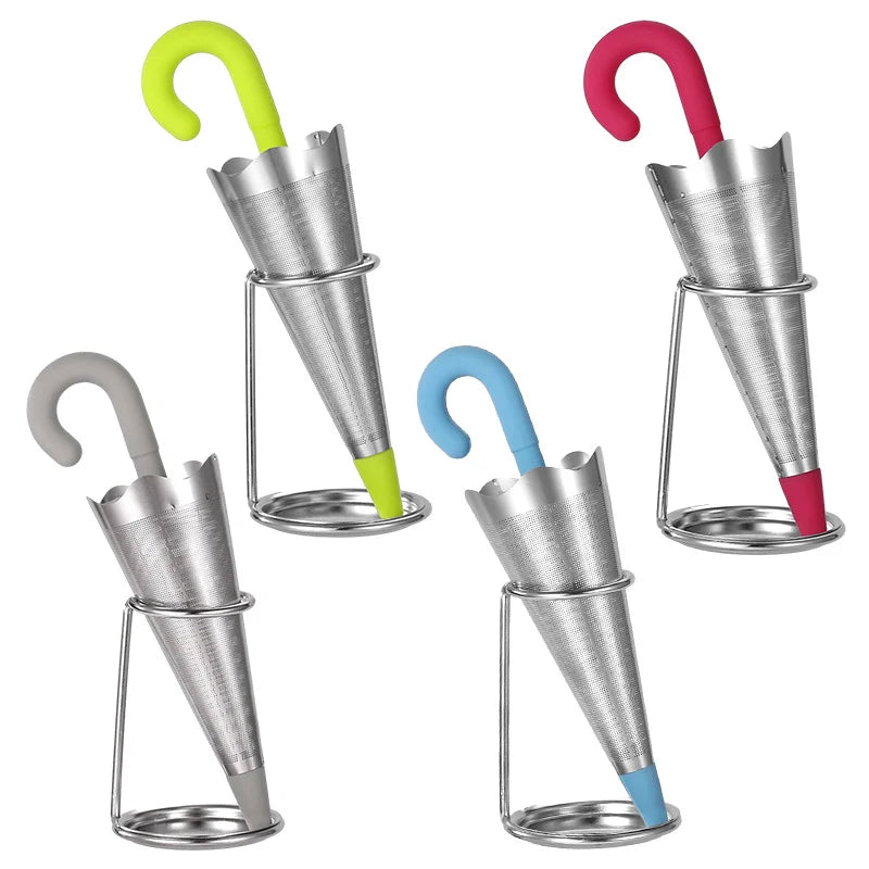 Reusable England Stylish Umbrella Afternoon Red Tea Bag Infuser Strainer
