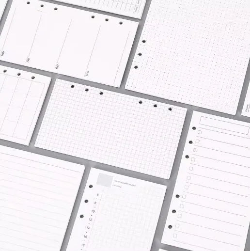 Single Color A5 Planner Refills Inserts Filler Paper Pages for 6-Ring Binder Journal Dairy Daily Weekly Monthly Todo
