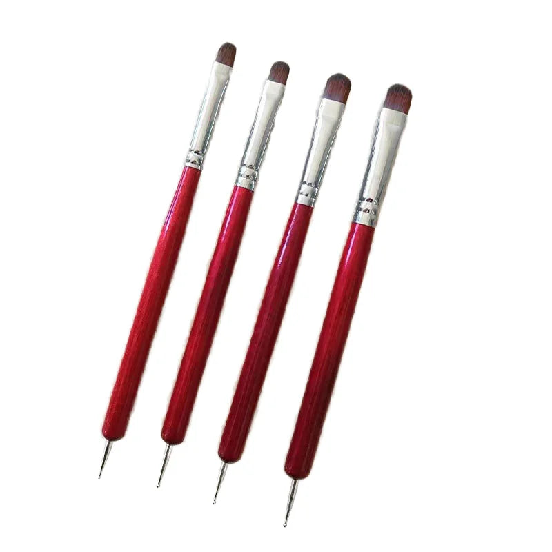 Factory Wholesale Nail Brush Acrylic Kolinsky Synthetic Nylon Detail Silicone Art Dotting Oval UV Gel Painting Liner Nail Brush