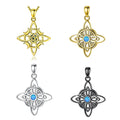 Changda 925 Sterling Silver Triquetra Magic Knot Witch's Star Celtic Star Friendship Wicca Pendant Necklace