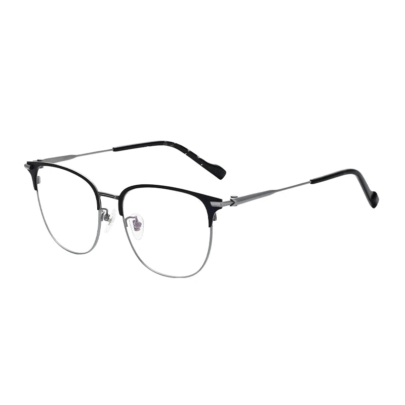 Luxury Retro Men's Titanium Alloy Square Frame Eyeglasses Diamond Face Shape Anti-Blue Light Blocking Myopia Eyewear