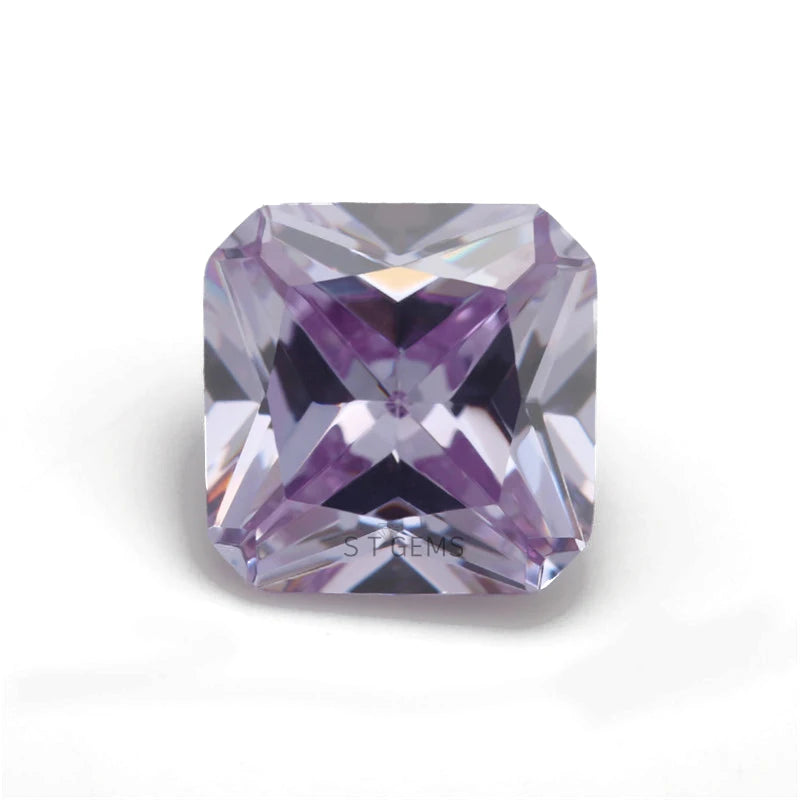 Offer Light Purple Color Cubic Zirconia Stone Synthetic Stone Lavender Square Cut Jewelry Stones