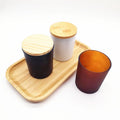 Wholesale Cosmetic Jar Container Frosted Amber Red Black White Clear Glass Candles Jar with Bamboo Wooden Gold Lid