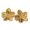 French Court Vintage Gold Stainless Steel Earrings High-End Matte Metal Stud with Bezel Setting Trendy Anniversary Jewelry