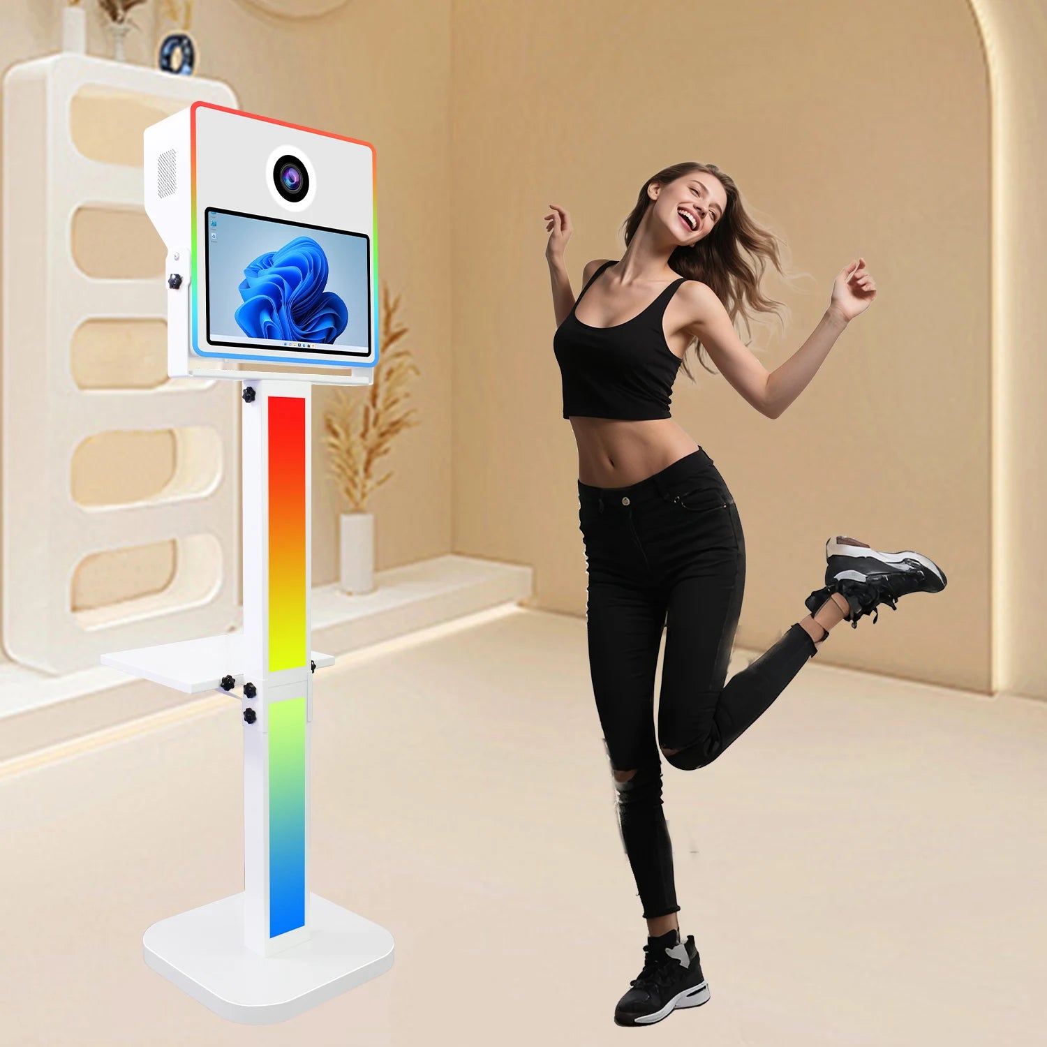 New Technology LED Frame Selfie Photobooth Shell Machine Compatible With Camera Instant Print Photo Booth DSLR for Events