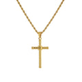 Simple Hip Hop 18k Gold Plated Titanium Steel Twisted Chain Wrapped Cross Pendant Mens Necklace
