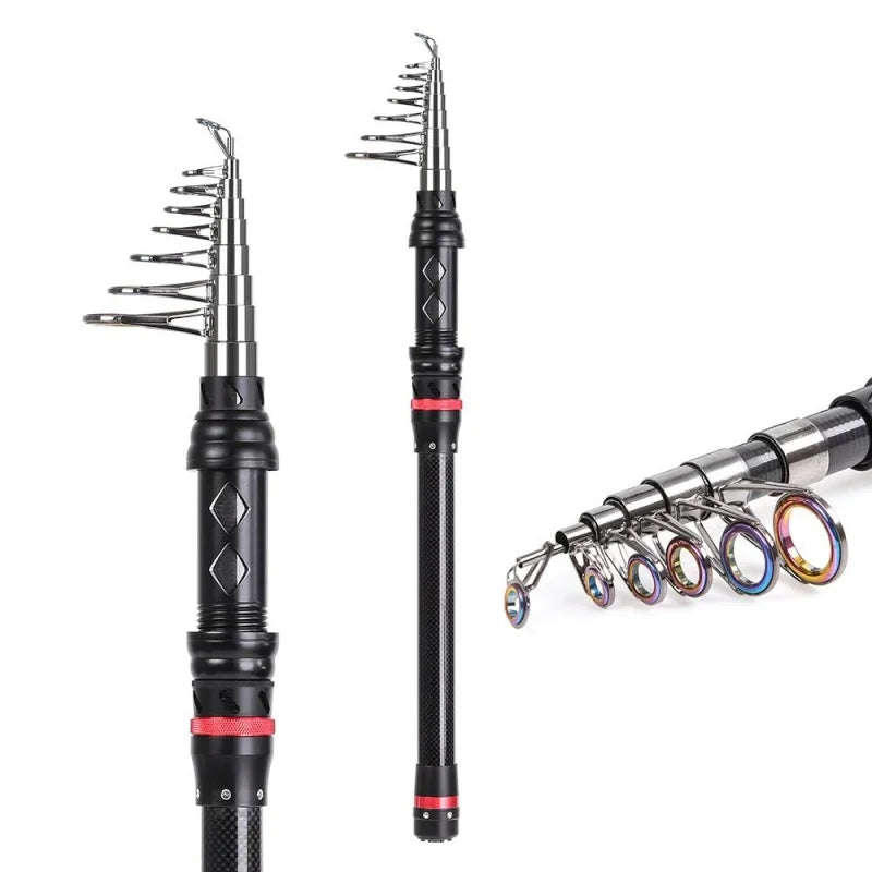 1.8m-5.4m Surf Casting Rod Pole Carbon Extendable Surfcasting Telescopic Fishing Rods