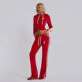 2024 Fall Velvet Crop Top and Flared Pants Two Piece Set for Women Velour Hoodie and Jogger Sweat Suits with Short Length Tops