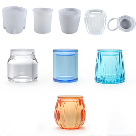YS Box Pottery Mold Striped Cylindrical Arc Sealed Bottle Storage Box Silicone Mould Diy Crystal Epoxy Resin Molds