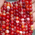 Natural Loose Gemstone 6mm  8mm 10mm  Red Stripe Agate Loose Stone Beads Strand for Fashion Bracelet Making